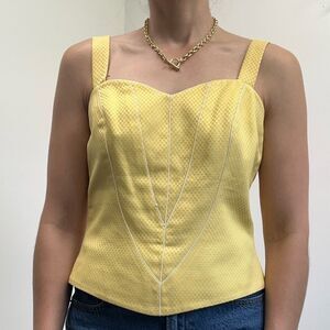 DIOR Vintage 80’s Lemon Yellow Corset Sleeveless Top Sweetheart Neckline Size 6